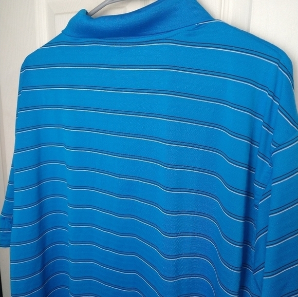 Pga tour airflux men's blue black white striped polo shirt. Size 2X - Picture 9 of 10
